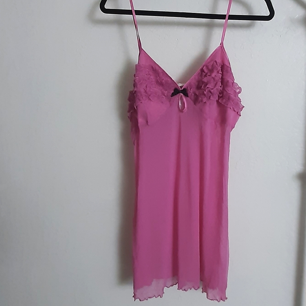 Hot Pink Sheer Mesh Nightgown Lingerie